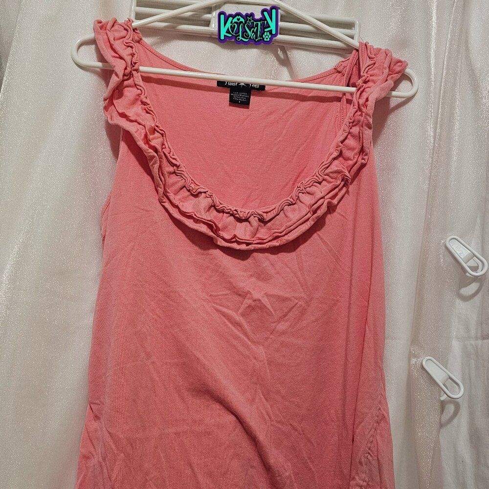 Torrid Twist Tee Ruffle Neck Tank Top Size 1 Vintage Orange EUC